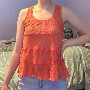 Sunny & 74 orange lace tank
